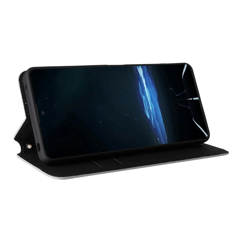 Custodia portafoglio per Sony Xperia 1 VIII, cover in pelle PU con stampa a rombi - Argento