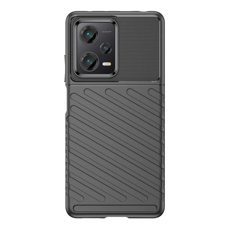 Bump Proof Back Shell for Xiaomi Redmi Note 12 Pro+ 5G Thunder Series Thickened TPU Phone Case Twill Texture Phone Cover - Black