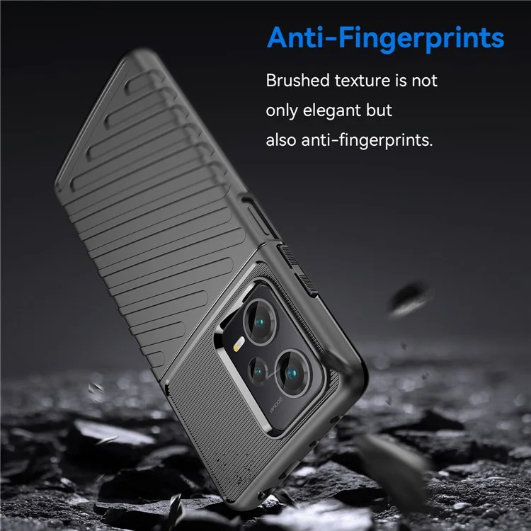 Bump Proof Back Shell for Xiaomi Redmi Note 12 Pro+ 5G Thunder Series Thickened TPU Phone Case Twill Texture Phone Cover - Black