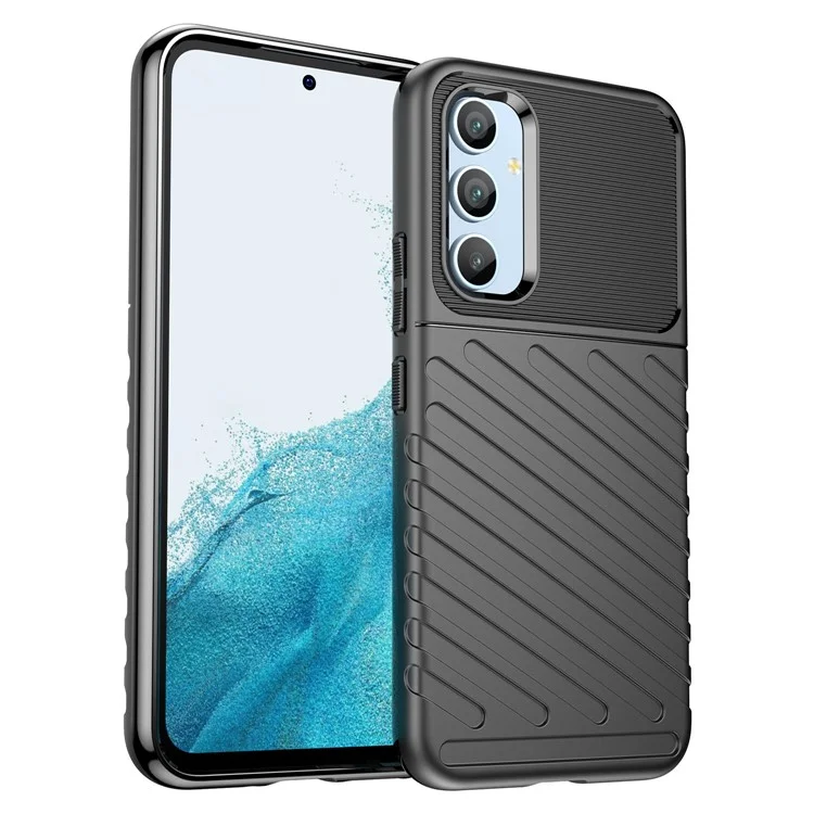 Для Samsung Galaxy A54 5G Thunder Series Shockproof Thickened TPU Phone Case Twill Texture Anti-Slip Phone Cover - Black