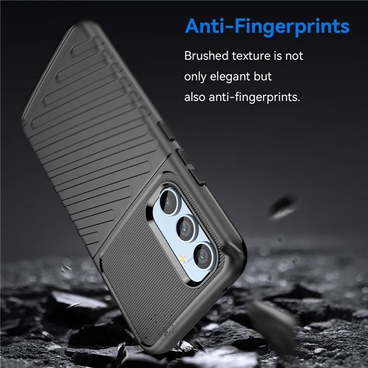 Для Samsung Galaxy A54 5G Thunder Series Shockproof Thickened TPU Phone Case Twill Texture Anti-Slip Phone Cover - Black