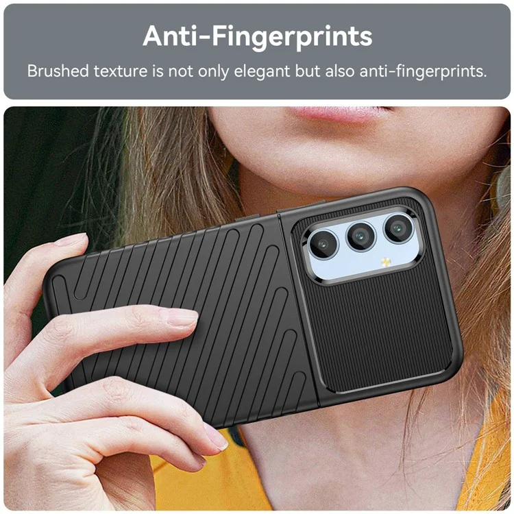 Для Samsung Galaxy A54 5G Thunder Series Shockproof Thickened TPU Phone Case Twill Texture Anti-Slip Phone Cover - Black