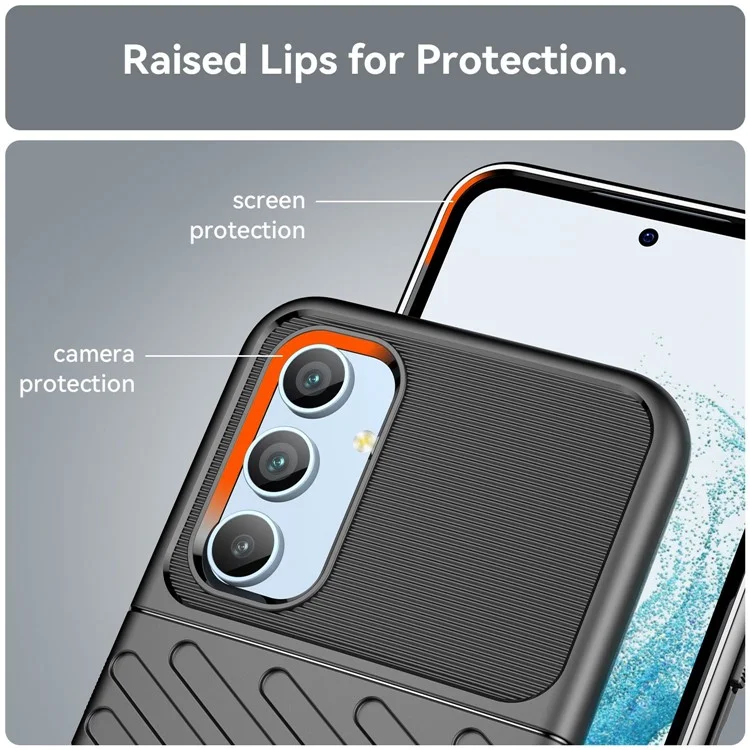 Для Samsung Galaxy A54 5G Thunder Series Shockproof Thickened TPU Phone Case Twill Texture Anti-Slip Phone Cover - Black