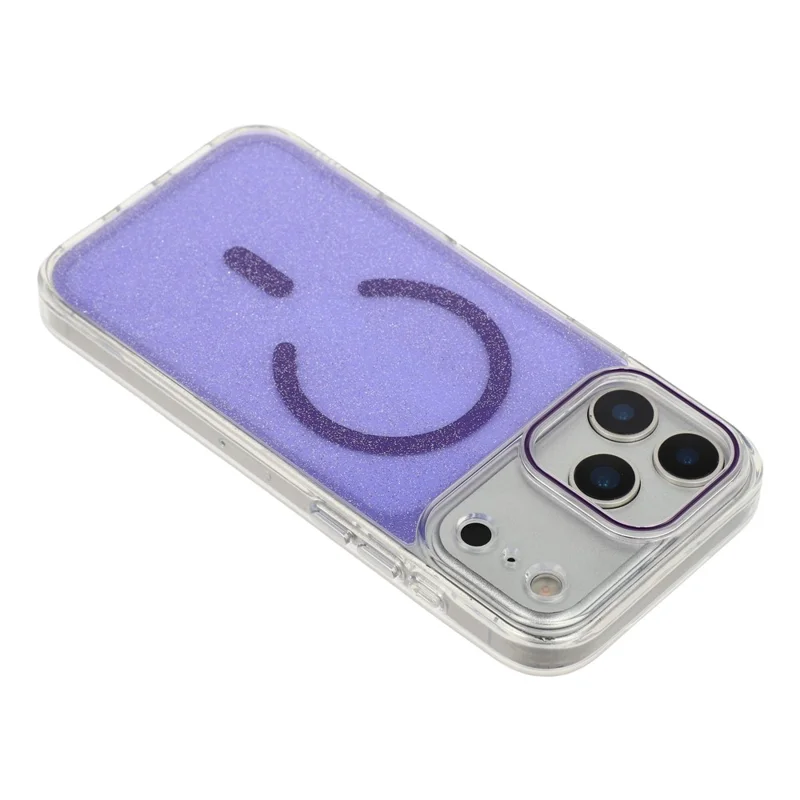 For iPhone 17 Pro Max Magnetic Case Glitter Clear PC TPU Protective Cover - Purple