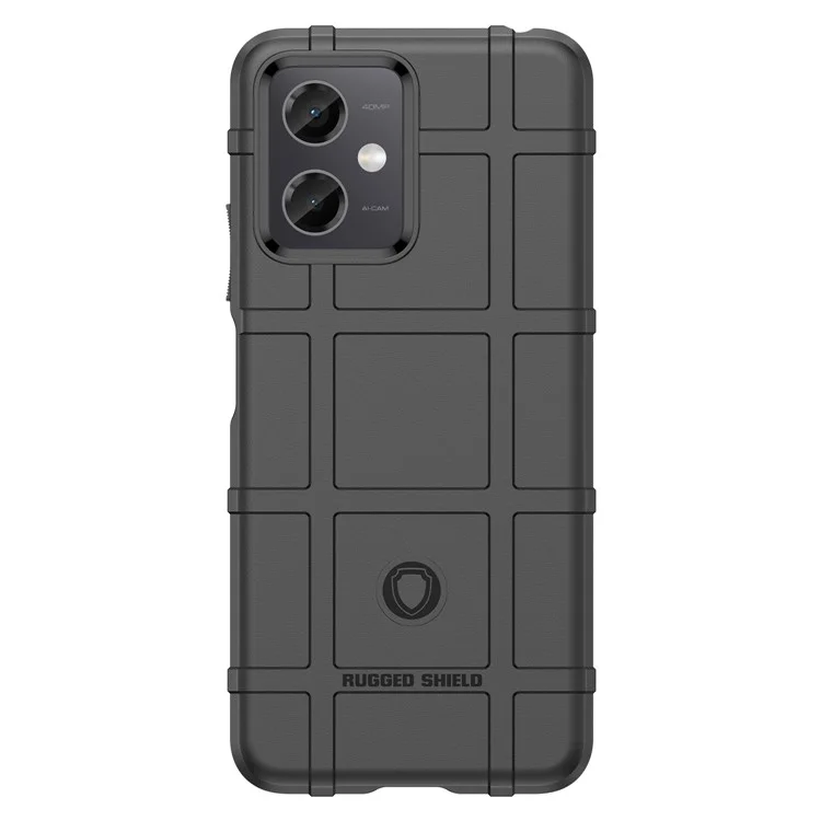 For Xiaomi Redmi Note 12 5G (Global) / (India) / (China) / Poco X5 5G Back Shell, Protective Phone Case Rugged Square Grid Texture Flexible TPU Cover - Black