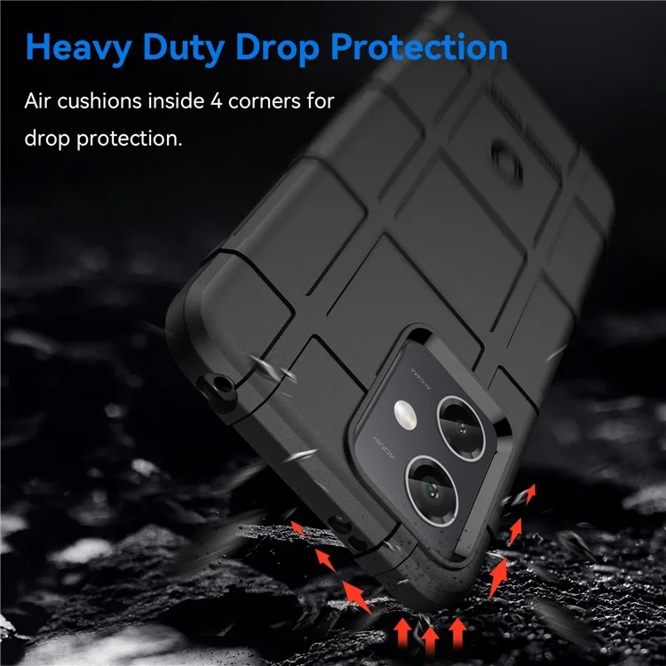 For Xiaomi Redmi Note 12 5G (Global) / (India) / (China) / Poco X5 5G Back Shell, Protective Phone Case Rugged Square Grid Texture Flexible TPU Cover - Black