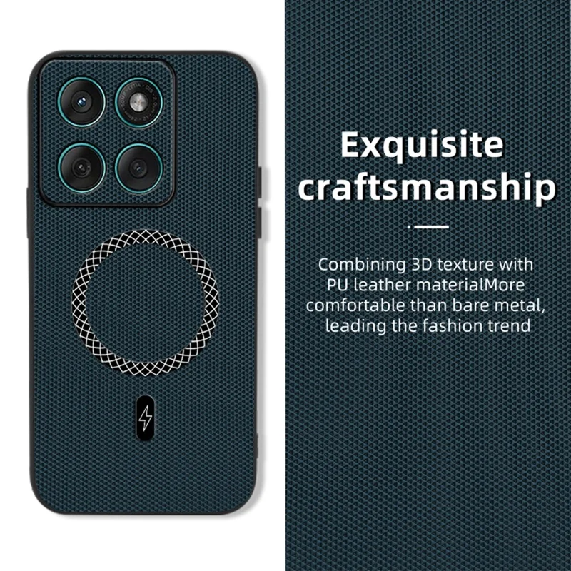 Hoesje voor Motorola Edge 60 Fusion 5G / 60 5G Driehoekstextuur PU-leer Stootvrij Ultradun Hoesje - Blauw