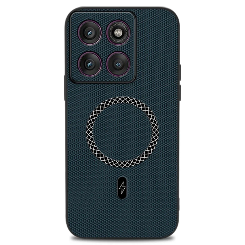 Obudowa do Motorola Edge 60 Pro 5G z teksturą trójkątów, z sztucznej skóry PU, antyuderzeniowa, ultra cienka obudowa - niebieska