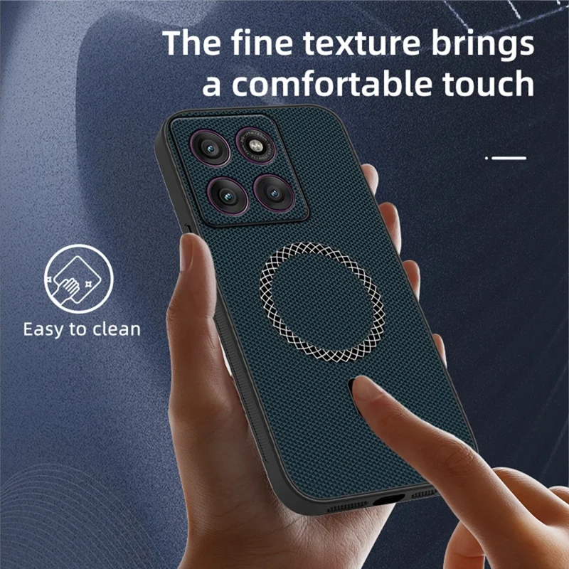 Obudowa do Motorola Edge 60 Pro 5G z teksturą trójkątów, z sztucznej skóry PU, antyuderzeniowa, ultra cienka obudowa - niebieska