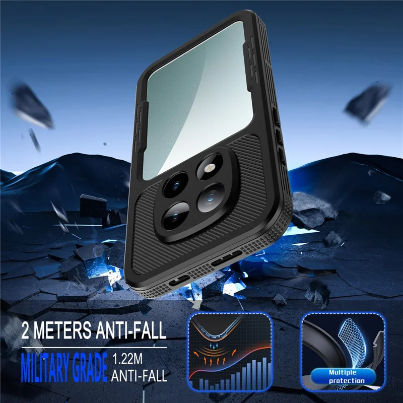 REDPEPPER pour Xiaomi Redmi Note 15 Pro 5G (Global) Étui de Téléphone Étanche IP68 - Transparent