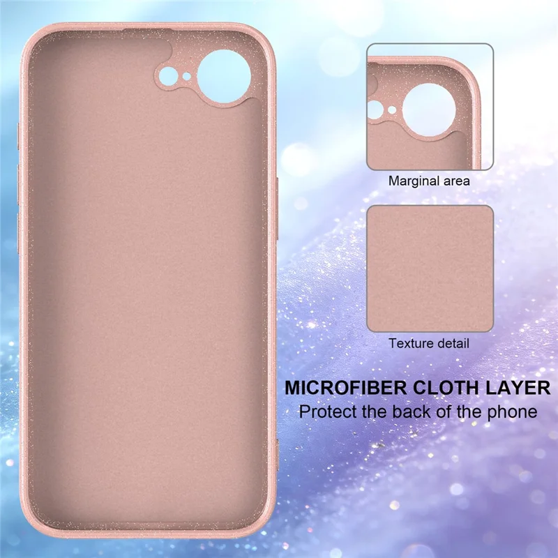 Capa Magnética para iPhone 16e / 17e, Capa Brilhante em TPU Resistente a Choques com Cordão - Rosa