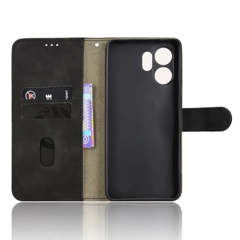 For Honor Play 60A 5G Leather Case Skin Feel Anti Drop Wallet Stand Flip Phone Cover - Black