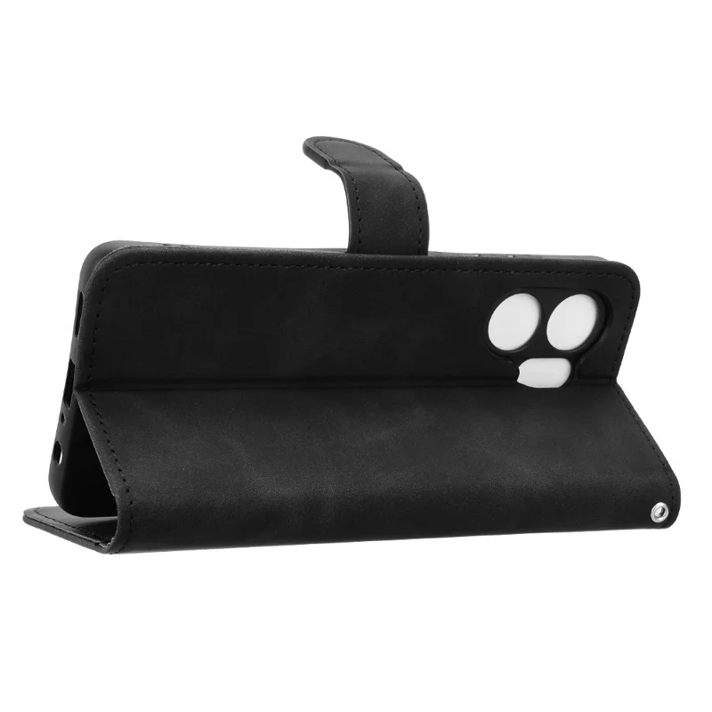 For Honor Play 60A 5G Leather Case Skin Feel Anti Drop Wallet Stand Flip Phone Cover - Black