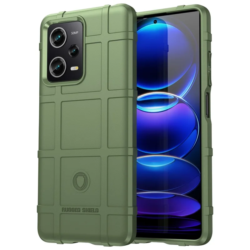 For Xiaomi Redmi Note 12 Pro 5G / Note 12 Pro Speed 5G / Poco X5 Pro 5G Back Shell, Protective Phone Case Rugged Square Grid Texture TPU Cover - Green