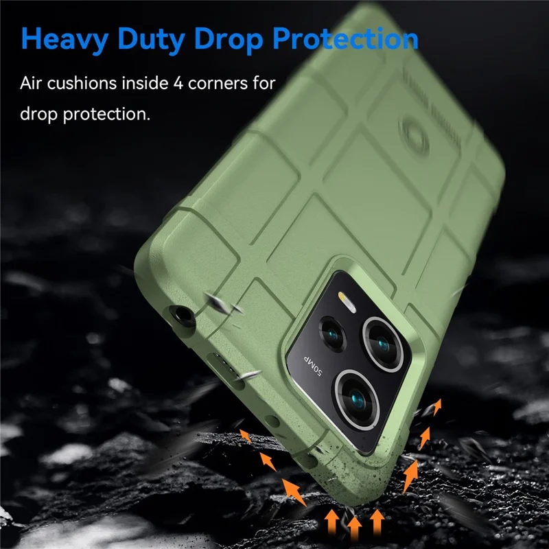 For Xiaomi Redmi Note 12 Pro 5G / Note 12 Pro Speed 5G / Poco X5 Pro 5G Back Shell, Protective Phone Case Rugged Square Grid Texture TPU Cover - Green