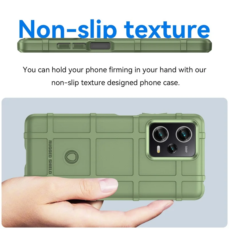 For Xiaomi Redmi Note 12 Pro 5G / Note 12 Pro Speed 5G / Poco X5 Pro 5G Back Shell, Protective Phone Case Rugged Square Grid Texture TPU Cover - Green