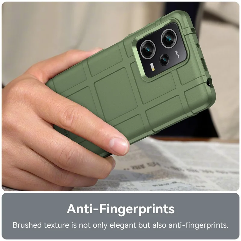 For Xiaomi Redmi Note 12 Pro 5G / Note 12 Pro Speed 5G / Poco X5 Pro 5G Back Shell, Protective Phone Case Rugged Square Grid Texture TPU Cover - Green