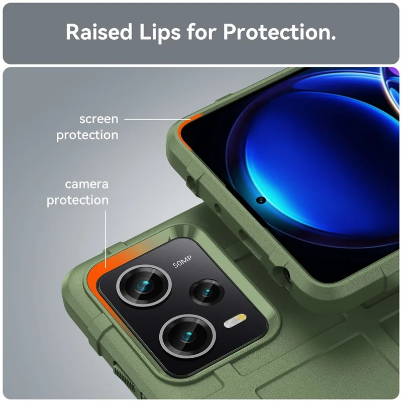 For Xiaomi Redmi Note 12 Pro 5G / Note 12 Pro Speed 5G / Poco X5 Pro 5G Back Shell, Protective Phone Case Rugged Square Grid Texture TPU Cover - Green
