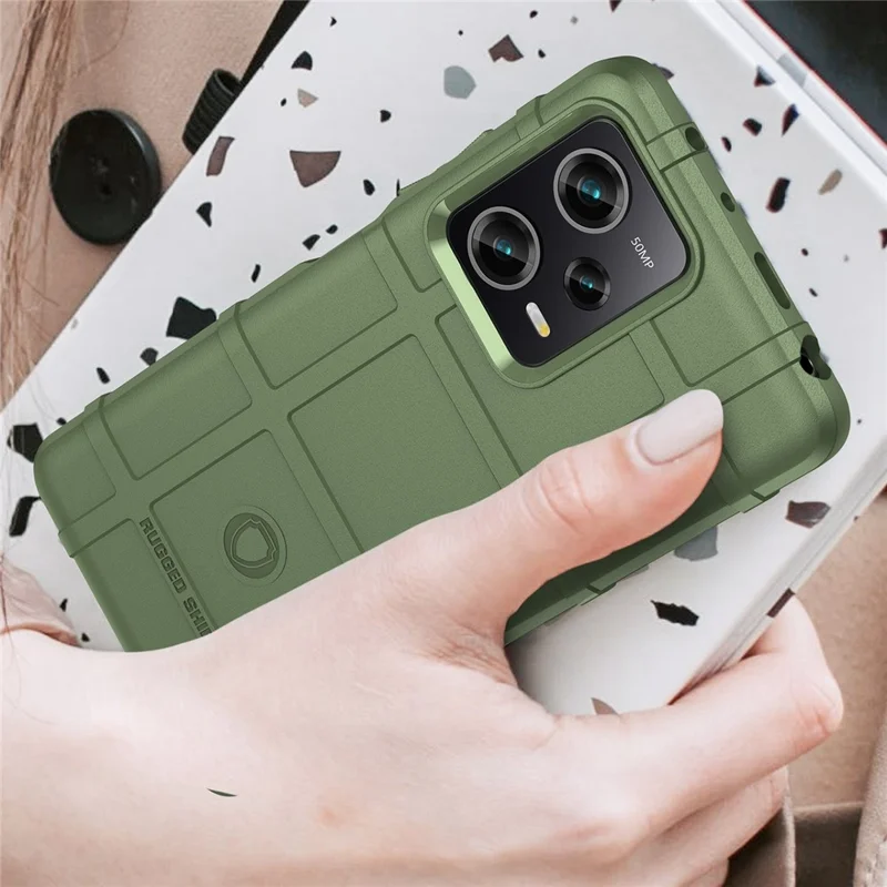 For Xiaomi Redmi Note 12 Pro 5G / Note 12 Pro Speed 5G / Poco X5 Pro 5G Back Shell, Protective Phone Case Rugged Square Grid Texture TPU Cover - Green