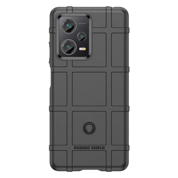 Para Xiaomi Redmi Note 12 Pro+ 5G Protective Phone Case Rugged Square Grid Texture Anti-fall TPU Cover - Black