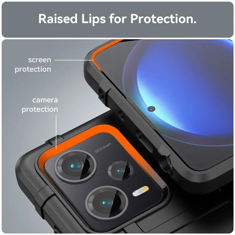 Para Xiaomi Redmi Note 12 Pro+ 5G Protective Phone Case Rugged Square Grid Texture Anti-fall TPU Cover - Black