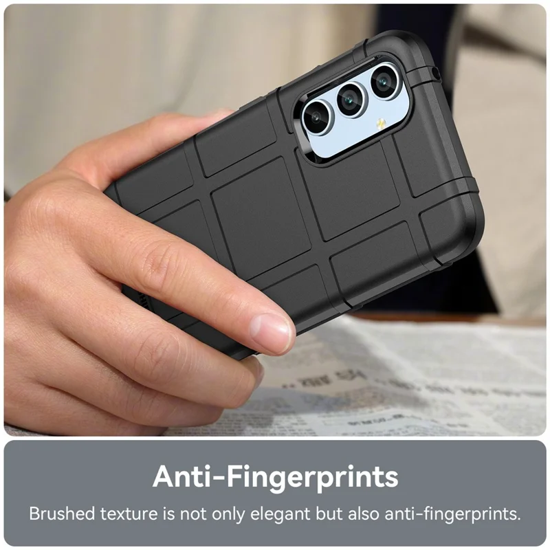 For Samsung Galaxy A54 5G Protective Phone Case Rugged Square Grid Texture TPU Cover - Black