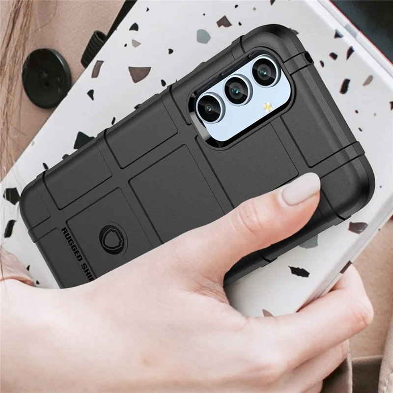 For Samsung Galaxy A54 5G Protective Phone Case Rugged Square Grid Texture TPU Cover - Black