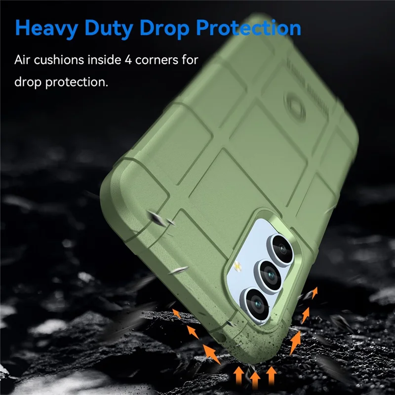 For Samsung Galaxy A54 5G Protective Phone Case Rugged Square Grid Texture TPU Cover - Green