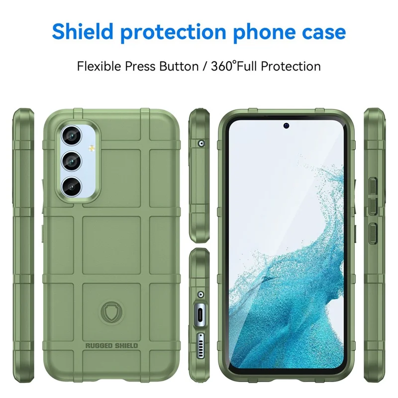 For Samsung Galaxy A54 5G Protective Phone Case Rugged Square Grid Texture TPU Cover - Green