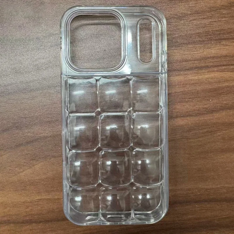 For iPhone 17 Pro Case Detachable DIY Ice Cube Grid TPE Phone Cover - Transparent