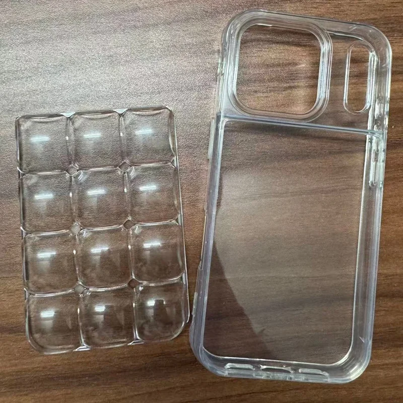 For iPhone 17 Pro Case Detachable DIY Ice Cube Grid TPE Phone Cover - Transparent