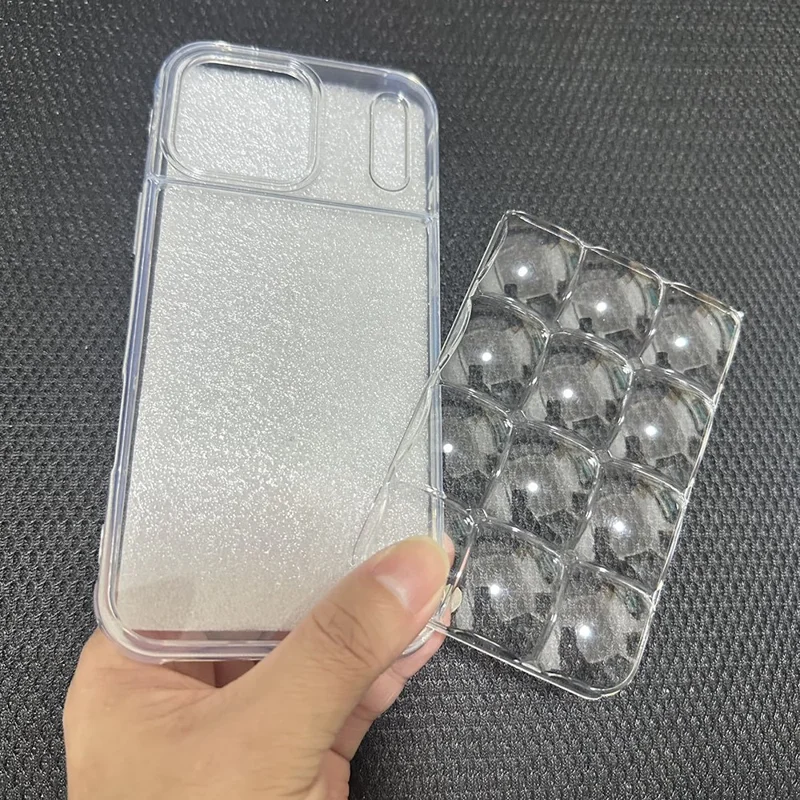 For iPhone 17 Pro Case Detachable DIY Ice Cube Grid TPE Phone Cover - Transparent