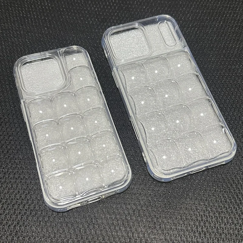 For iPhone 17 Pro Case Detachable DIY Ice Cube Grid TPE Phone Cover - Transparent