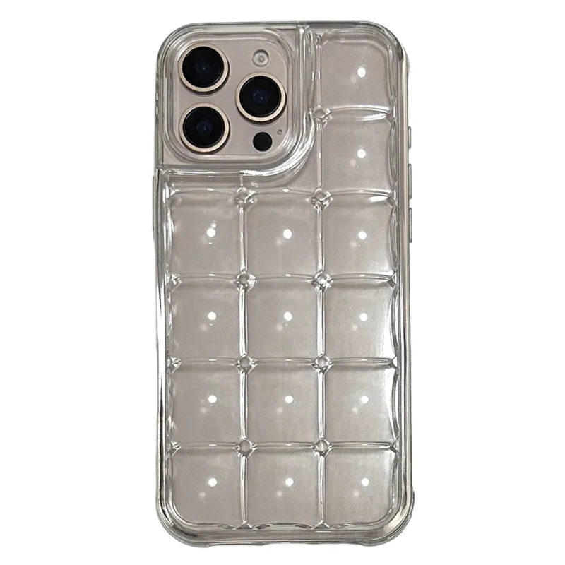 For iPhone 16 Pro Case Detachable DIY Ice Cube Grid TPU Phone Cover - Transparent