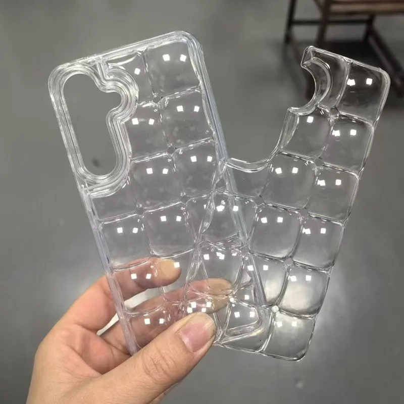 For Samsung Galaxy S26 Case Detachable DIY Ice Cube Grid TPE Phone Cover - Transparent