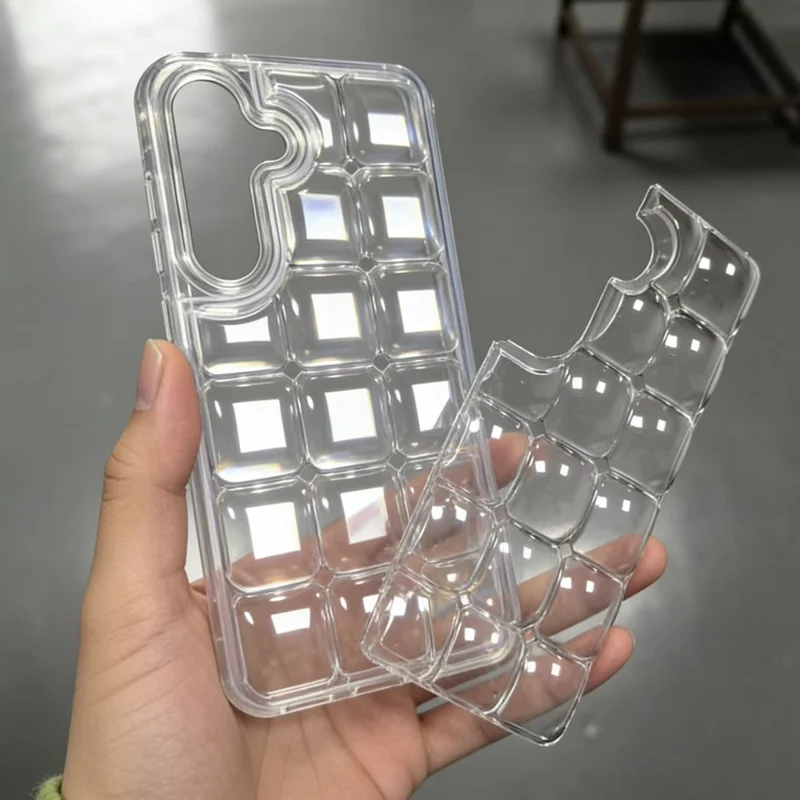 For Samsung Galaxy S26+ Case Detachable DIY Ice Cube Grid TPE Phone Cover - Transparent