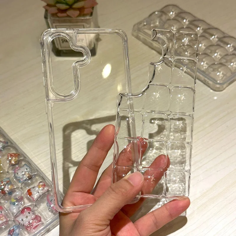 For Samsung Galaxy S25 / S24 Case Detachable DIY Ice Cube Grid TPE Phone Cover - Transparent
