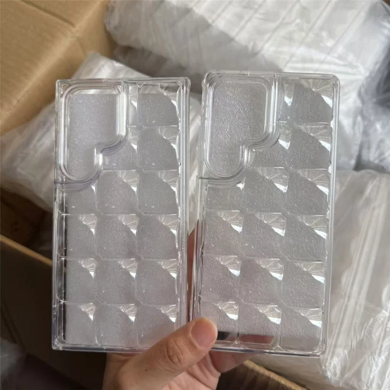 For Samsung Galaxy S26 Ultra Case Detachable DIY Ice Cube Grid TPE Phone Cover - Transparent