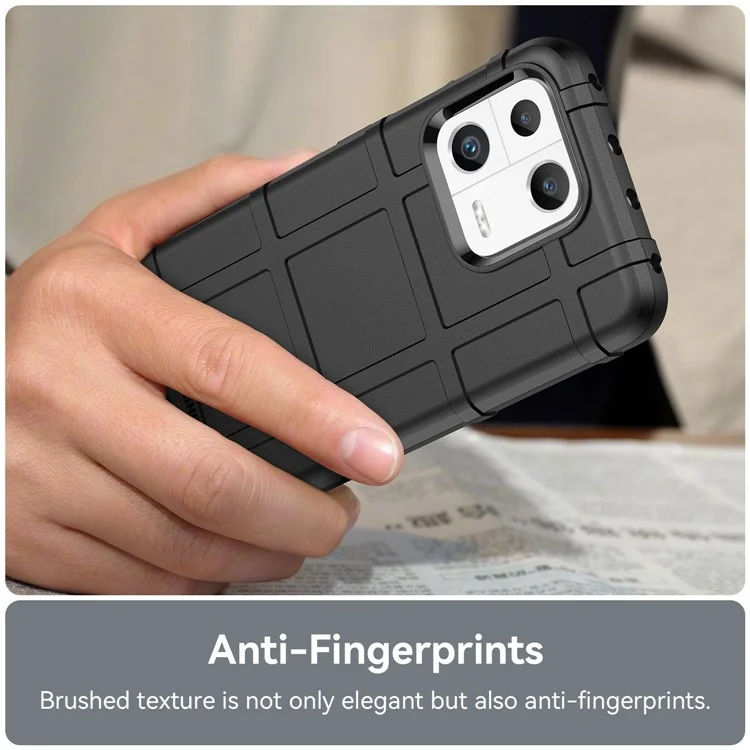 Protective Shell for Xiaomi 13 Rugged Square Grid Texture Collision Resistant TPU Cover Phone Case - Black