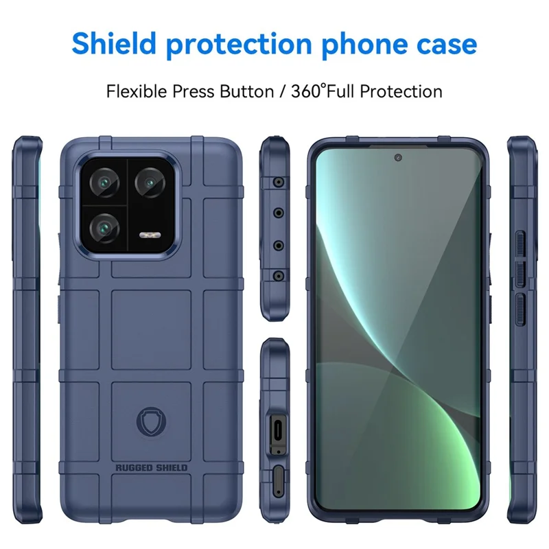 Pour Xiaomi 13 Pro 5G Texture de la Grille Carrée Robuste - Bleu