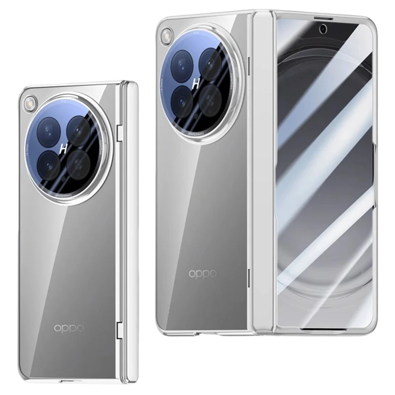 Étui pour Oppo Find N6 5G en PC + acrylique avec protecteur d'écran et protection charnière - Argent