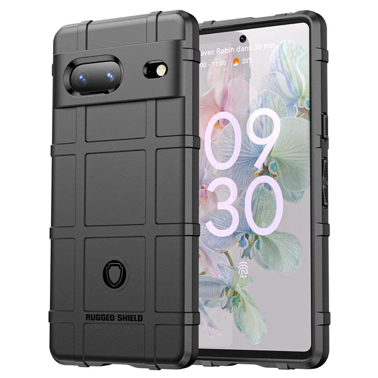 Para Google Pixel 7 5G Funda Resistente al Choque con Textura de Cuadrícula Cuadrada - Negro