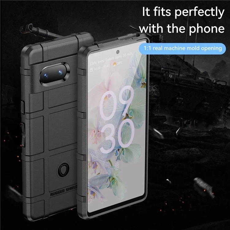 Para Google Pixel 7 5G Funda Resistente al Choque con Textura de Cuadrícula Cuadrada - Negro