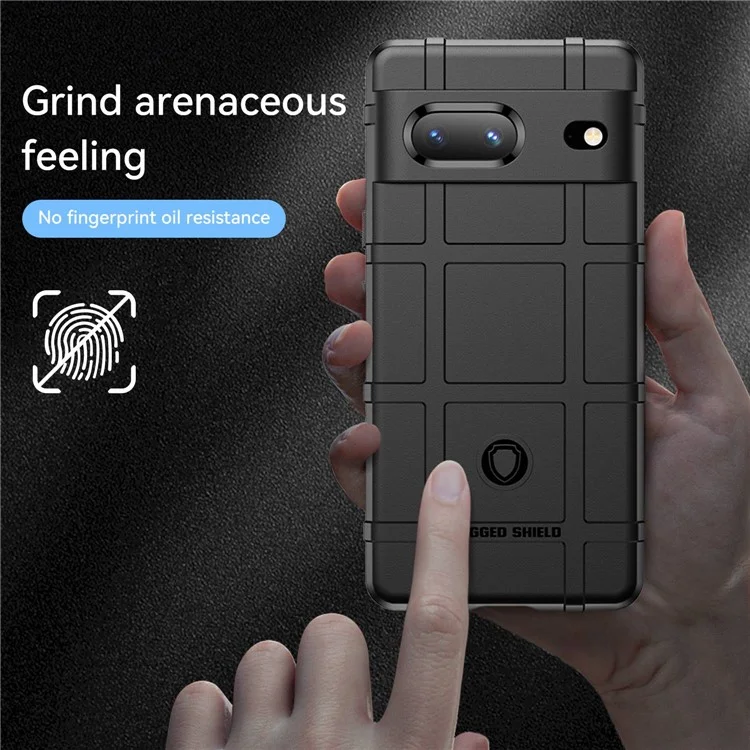 Para Google Pixel 7 5G Funda Resistente al Choque con Textura de Cuadrícula Cuadrada - Negro