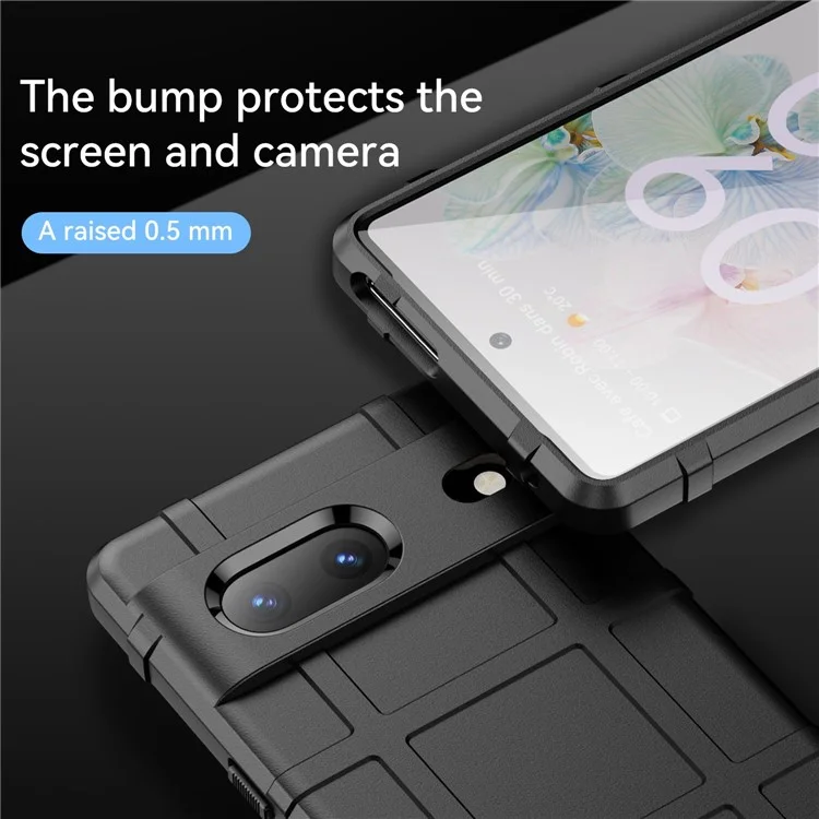 Para Google Pixel 7 5G Funda Resistente al Choque con Textura de Cuadrícula Cuadrada - Negro