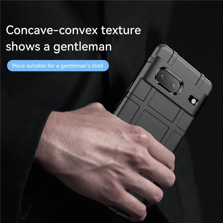Para Google Pixel 7 5G Funda Resistente al Choque con Textura de Cuadrícula Cuadrada - Negro
