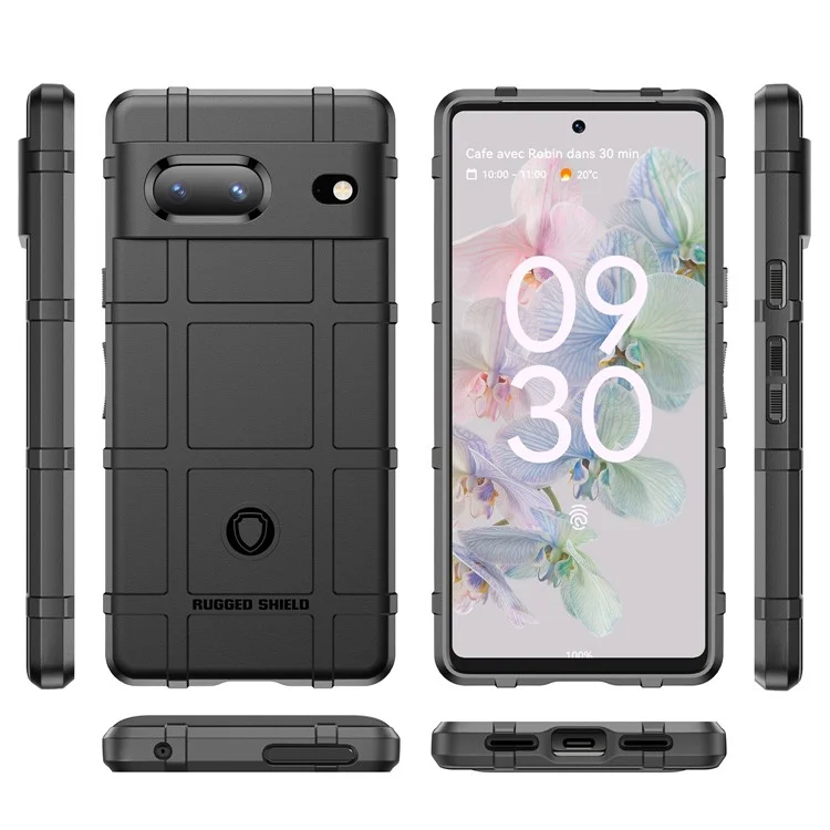 Para Google Pixel 7 5G Funda Resistente al Choque con Textura de Cuadrícula Cuadrada - Negro