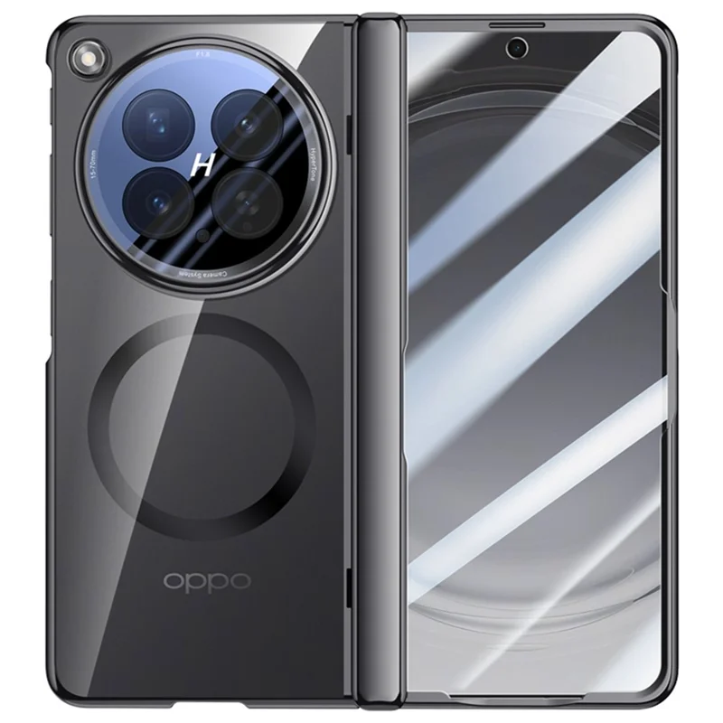 Étui magnétique pour Oppo Find N6 5G, coque rigide en PC + acrylique avec protecteur d'écran HD - Noir