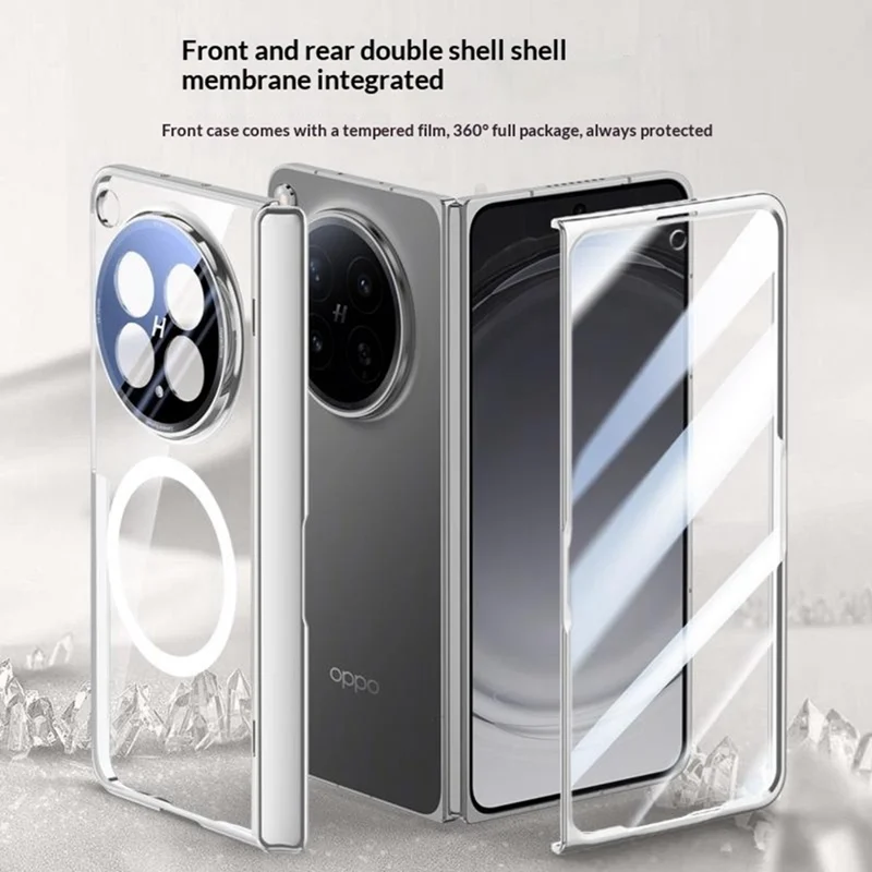 Étui magnétique pour Oppo Find N6 5G, coque rigide en PC + acrylique avec protecteur d'écran HD - Noir