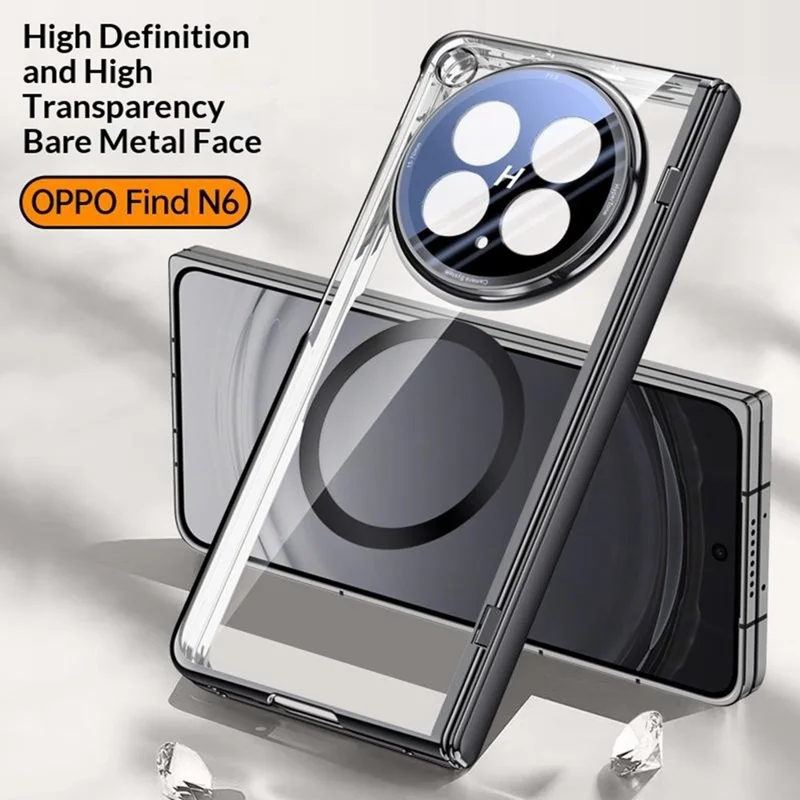 Étui magnétique pour Oppo Find N6 5G, coque rigide en PC + acrylique avec protecteur d'écran HD - Noir
